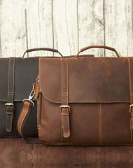 LEATHER MENS BRIEFCASE 14inch Professional WORK BAG Handbag FOR MEN