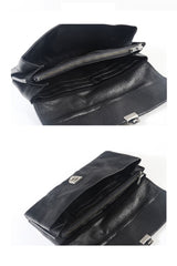 Vintage Black Leather Mens Womens Long Wallet Black Clutch Wallet Phone Wallet For Men