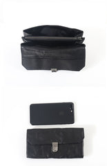 Vintage Black Leather Mens Womens Long Wallet Black Clutch Wallet Phone Wallet For Men