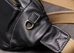 Best Black Leather Fanny Pack Men's Black Chest Bag Best Hip Bag Waist Bag For Men