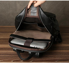 Fashion Leather Men's 15 inches Computer Backpack Black Large Travel Backpack Black Large College Backpack For Men