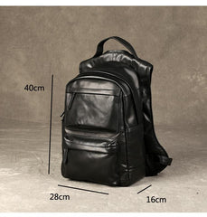 Fashion Leather Men's 15 inches Computer Backpack Black Large Travel Backpack Coffee Large College Backpack For Men