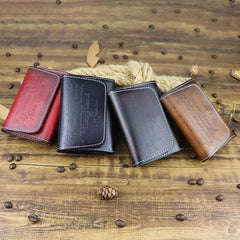Vintage Women Men Leather Card Wallet Coin Purse Organ Coin Pouch Change Holder for Men and Women