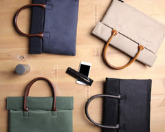 Fashion PVC Canvas Casual Black Men's Handbag Briefcase Business Laptop Handbag For Men