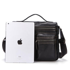 Fashion Black Leather Men's Professional Briefcase Handbag Black Side Bag Shoulder Bag For Men