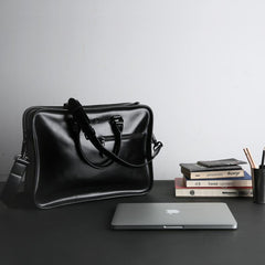Fashion PU Leather Men's Large Black Handbag Briefcase Business Laptop Handbag For Men
