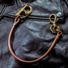 Fashion Men's Handmade Pure Brass Leather Rope Key Chain Pants Chains Biker Wallet Chain For Men