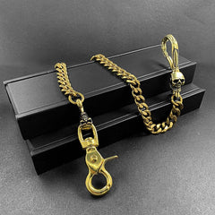 Fashion Brass Skull Mens 19'' Pants Chain Wallet Chain Motorcycle Wallet Chain for Men