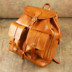 Fashionable Brown Leather Men's Backpack College Backpack 14inch Laptop Backpack For Men and Women