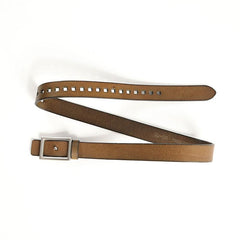 Handmade Slim Genuine Leather Black Fashion Belt Brown Belt Long Belts Slim Belt for Men