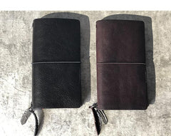 Fashion Leather Black Mens Travel Wallet Notebook Bifold Long Wallet Passport Wallet for Men