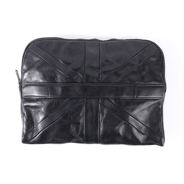 Cool Black Leather Business Mens Clutch Black Hand Bag Great Britain Zipper Clutch Wristlet Large Clutch for Men