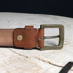 Cool Distressed Coffee Leather Vintage Leather Belt Mens Khaki Leather Mens Belt  Brown Belt for Men