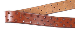 Handmade Leather Mens Casual Black Belt Double Holes Belt Brown Belt For Men