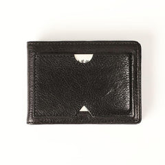 Genuine Leather Mens Cool Black Short Leather Card Wallet Men Small Wallets License Wallet License Holder for Men
