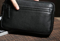 Genuine Leather Mens Clutch Cool Wallet Zipper Clutch Wristlet Bag Wallet for Men