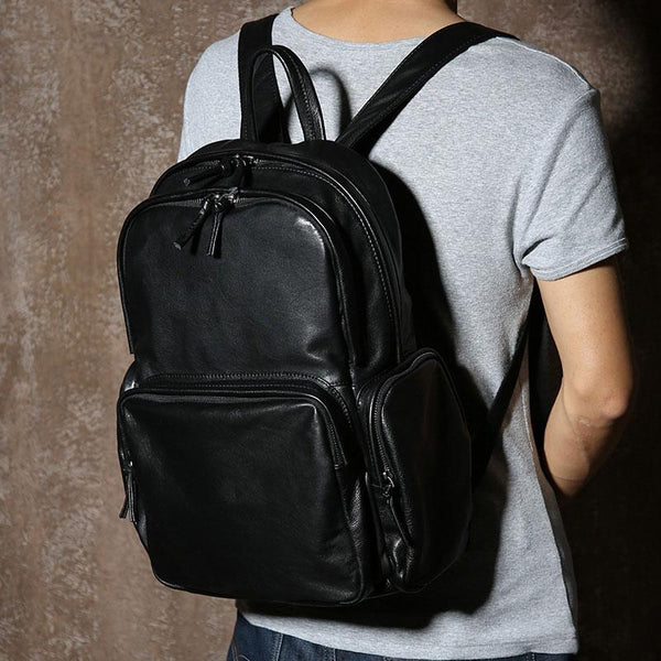 Genuine Leather Mens Cool Backpack Large Travel Bag Hiking Bag for Men