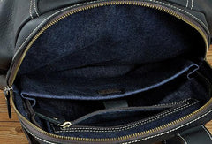 Genuine Leather Mens Cool Black Backpack for School Travel Bag Hiking Bag For Men