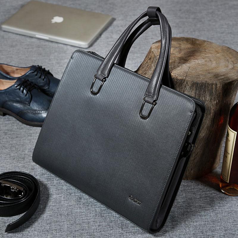 Genuine Leather Mens Cool Briefcase Work Bag Business Bag Laptop Bag for men