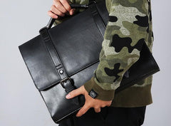 Genuine Leather Mens Cool Large Briefcase Work Bag Business Bag Laptop Bag for men