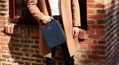 Genuine Leather Mens Cool Small Shoulder Bag Messenger Bag Chest Bag for men