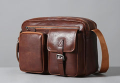 Genuine Leather Mens Cool Shoulder Bag Messenger Bag Chest Bag Bike Bag Cycling Bag for men