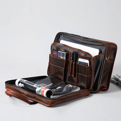 Genuine Leather Mens Large Travel Bag Cool Messenger Bag Shoulder Bag Laptop Bag Briefcase Weekender Bag for Men