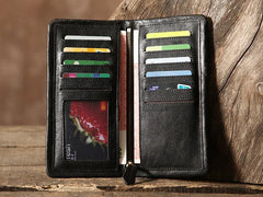 Genuine Leather Mens Soft Cool Long Leather Wallet Men Card Wallet Bifold for Men