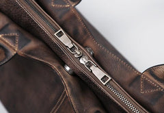 Genuine Leather Mens Travel Bag Coffee Cool Messenger Bag Shoulder Bag Handbag Weekender Bag for Men