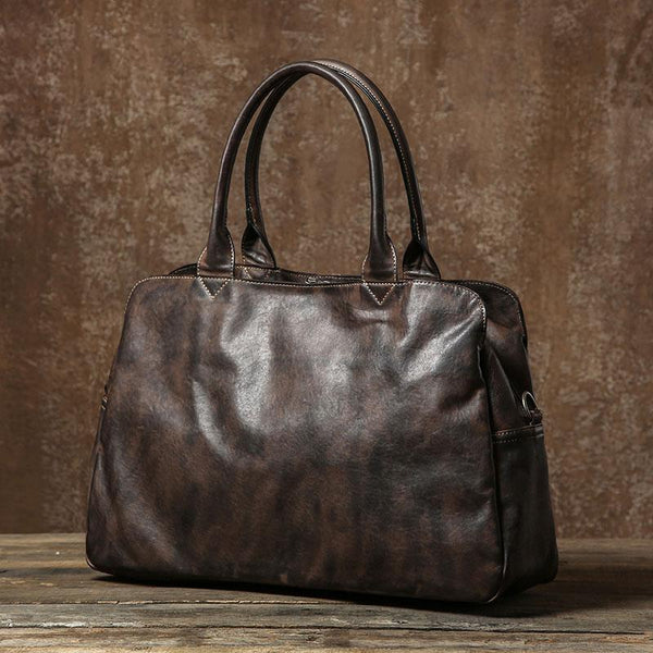 Genuine Leather Mens Travel Bag Cool Messenger Bag Shoulder Bag Handbag Weekender Bag for Men