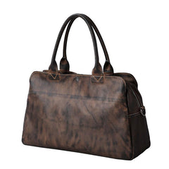 Genuine Leather Mens Travel Bag Coffee Cool Messenger Bag Shoulder Bag Handbag Weekender Bag for Men