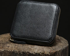 Genuine Leather Mens Zipper Cool billfold Leather Wallet Men Small Wallets Bifold for Men