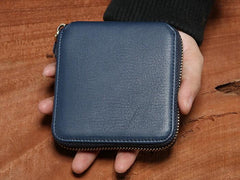 Genuine Leather Mens Zipper Cool billfold Leather Wallet Men Small Wallets Bifold for Men