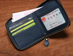 Genuine Leather Mens Zipper Cool billfold Leather Wallet Men Small Wallets Bifold for Men