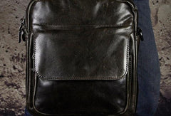 Black Genuine Leather Small Messenger Bag Small CrossBody Bag For Men