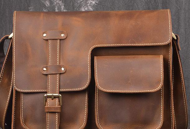 Genuine Leather Mens Messenger Bag Side Bag School Bag For Men