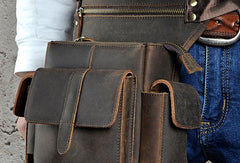 Cool Mens Leather Drop Leg Bag Waist Bag Belt Bag Belt Pouch Small Side Bag For Men