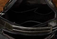 Black Genuine Leather Small Messenger Bag Small CrossBody Bag For Men