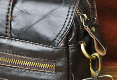 Black Genuine Leather Mens Small Messenger Bag Side Bag Courier Bag For Men