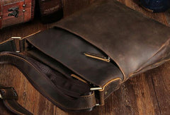 Genuine Leather Vintage Cool Small Shoulder Bag Messenger Bag Side Bag for men