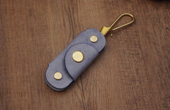 Beige Handmade Mens Leather Keyholders With Hook Cool KeyChains Key Holders KeyRing for Men