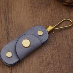 Beige Handmade Mens Leather Keyholders With Hook Cool KeyChains Key Holders KeyRing for Men