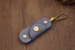 Beige Handmade Mens Leather Keyholders With Hook Cool KeyChains Key Holders KeyRing for Men