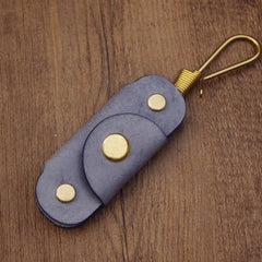 Beige Handmade Mens Leather Keyholders With Hook Cool KeyChains Key Holders KeyRing for Men