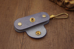 Beige Handmade Mens Leather Keyholders With Hook Cool KeyChains Key Holders KeyRing for Men