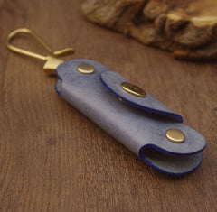 Beige Handmade Mens Leather Keyholders With Hook Cool KeyChains Key Holders KeyRing for Men