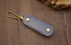 Beige Handmade Mens Leather Keyholders With Hook Cool KeyChains Key Holders KeyRing for Men