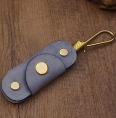 Beige Handmade Mens Leather Keyholders With Hook Cool KeyChains Key Holders KeyRing for Men