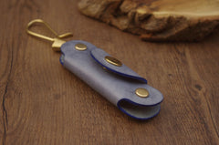 Beige Handmade Mens Leather Keyholders With Hook Cool KeyChains Key Holders KeyRing for Men