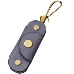 Gray Blue Handmade Mens Leather Keyholders With Hook Cool KeyChains Key Holders KeyRing for Men